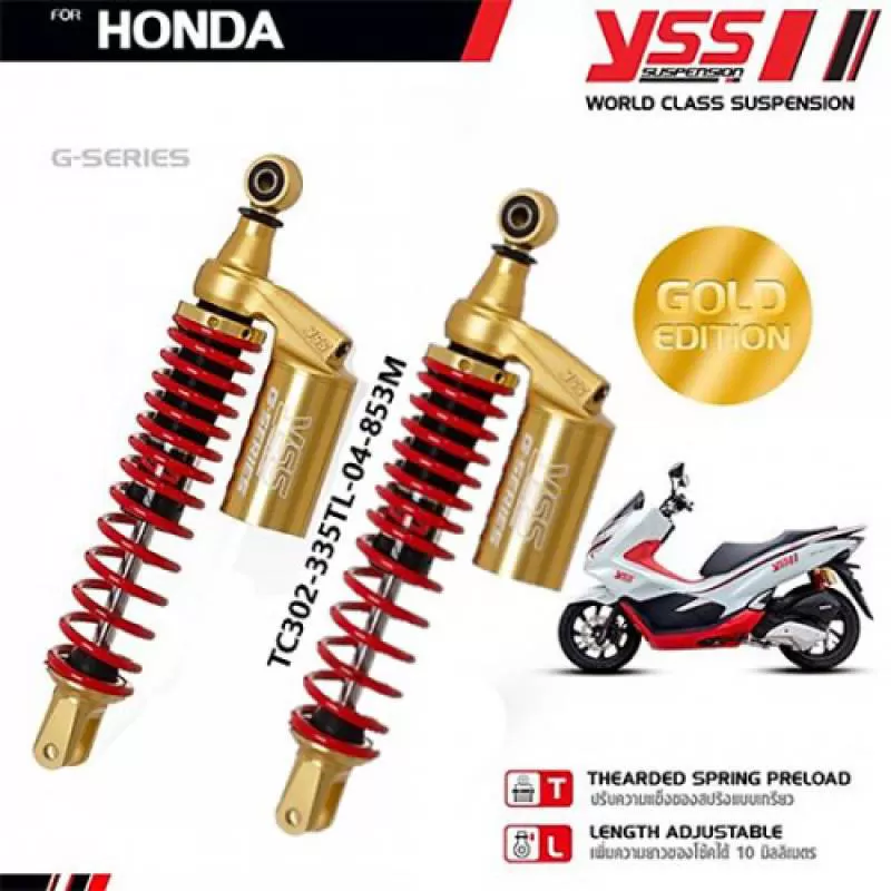 Phuộc Honda YSS PCX AirBlade TC302-335TL-04-853M Vàng Đỏ Thái Lan