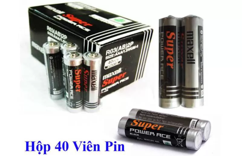 Hộp 40 Viên Pin Tiểu AAA Maxell Super 1.5V (Đen)