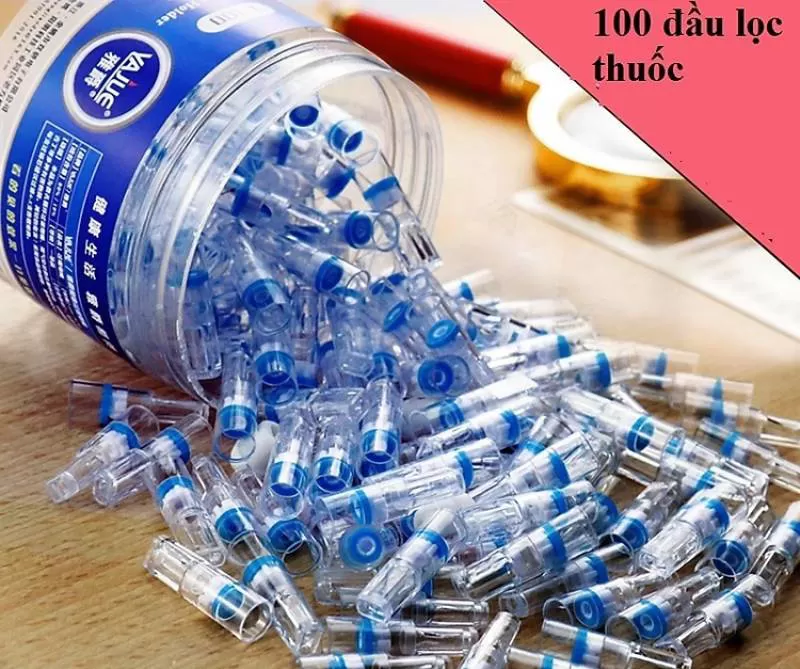 Hộp 100 Cái Đầu Lọc Thuốc Bảo Vệ Sức Khỏe Tặng Kèm 4 Đầu Chuyển 