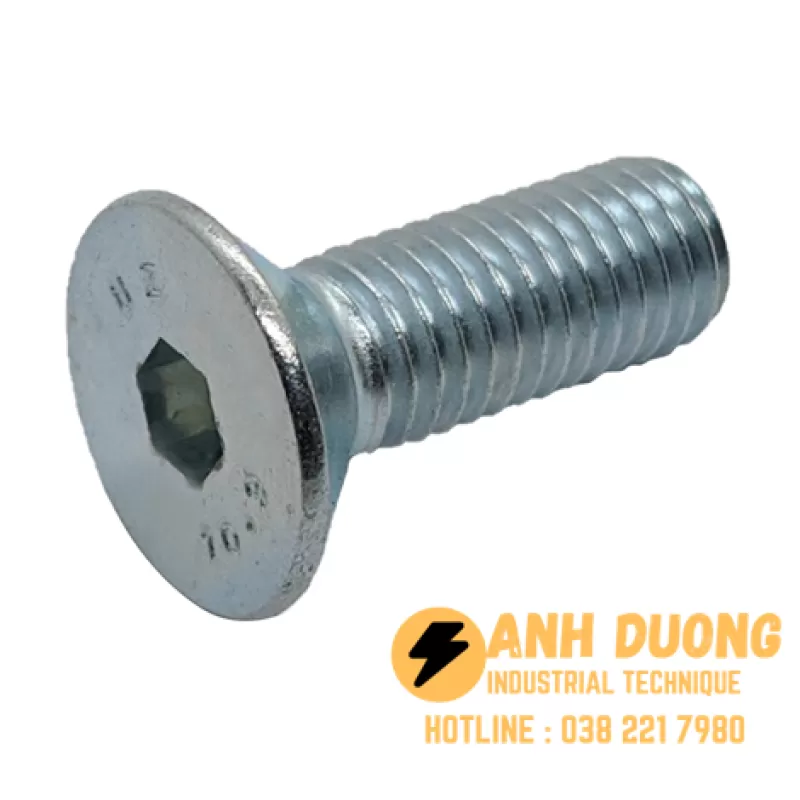 Bulong Lục giác chìm đầu côn mạ kẽm 10.9 M12x80 – DIN 7991