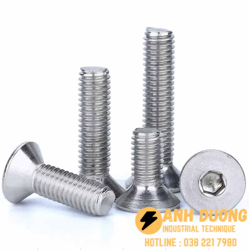 Bulong Lục giác chìm đầu côn mạ kẽm 4.8 M10x50 – DIN 7991