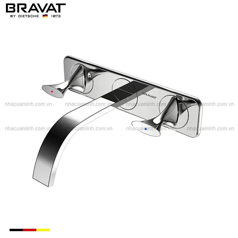 Vòi chậu lavabo gắn tường Bravat P69186C-ENG hai tay cầm