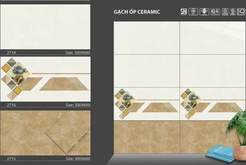 Gạch ốp lát 30x60cm Hoàn Mỹ Perfetto vân đá vàng 2714-2715 