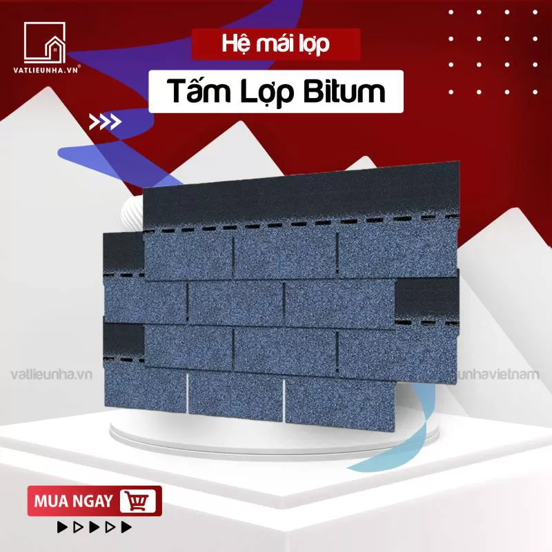 NGÓI BITUM PHỦ ĐÁ DẠNG ĐỒNG PHẲNG – MÀU XANH 