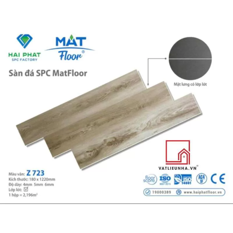 Sàn nhựa hèm khóa cốt đá SPC MatFloor Mã Z723 