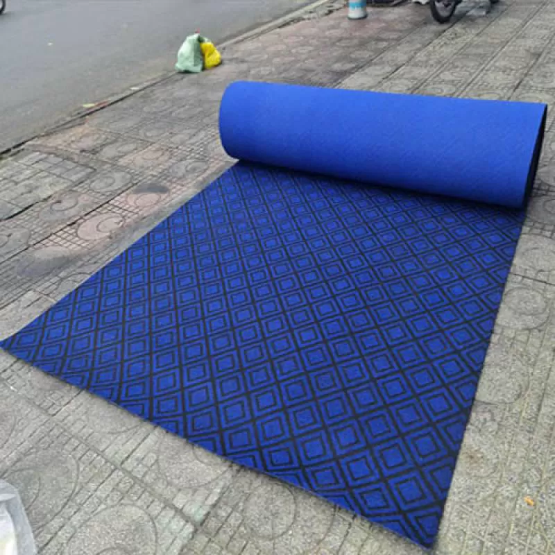 Thảm sàn ô vuông Jacquard 08 xanh dương