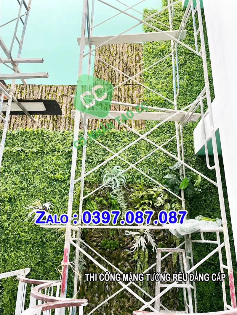 Thi công tường rêu giả, tường cây giả đẹp như thật
