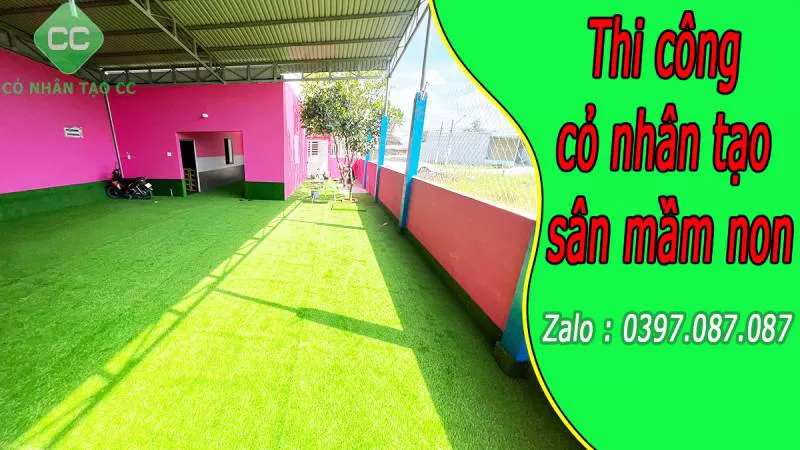 Thi công cỏ nhân tạo trường mầm non Long An