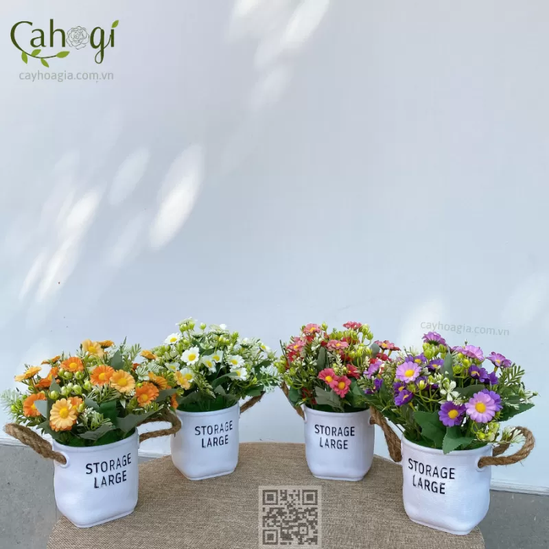 Chậu Hoa Nhỏ Cắm Sẵn Chậu Hoa Cúc Giả 