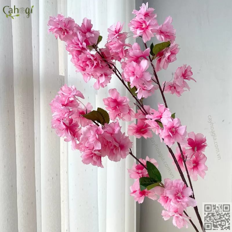 Cành Đào Lụa Làm Cây Đào Giả 3 Tầng Cánh 100 Cm 