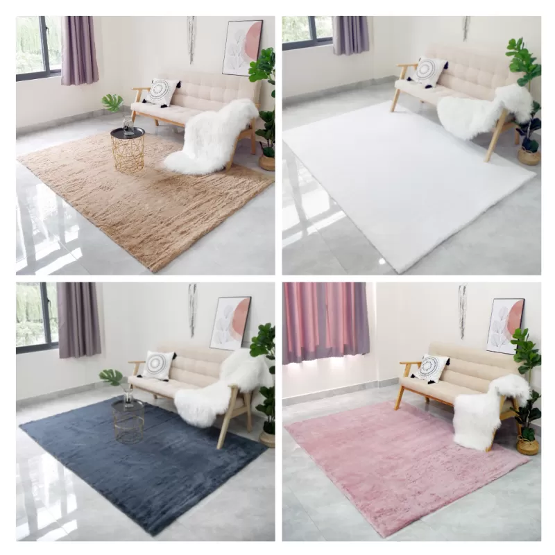 Thảm Lông Thỏ Sợi Lông Sát Mềm Mại Đế Canvas Thảm Trang Trí Cao Cấp