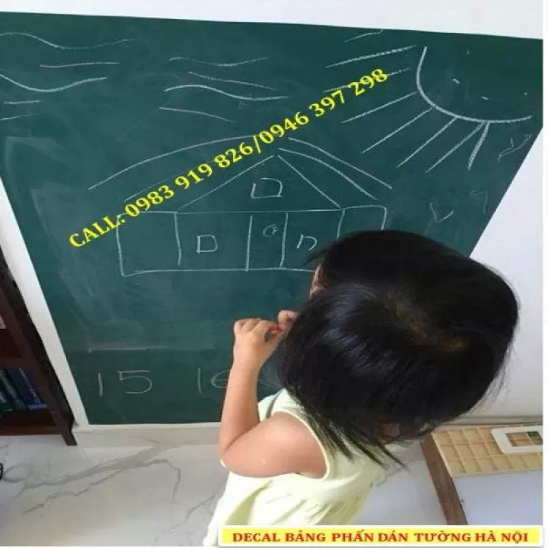 Decal bảng xanh viết phấn hoặc bút neon cỡ 200cm x 60cm 