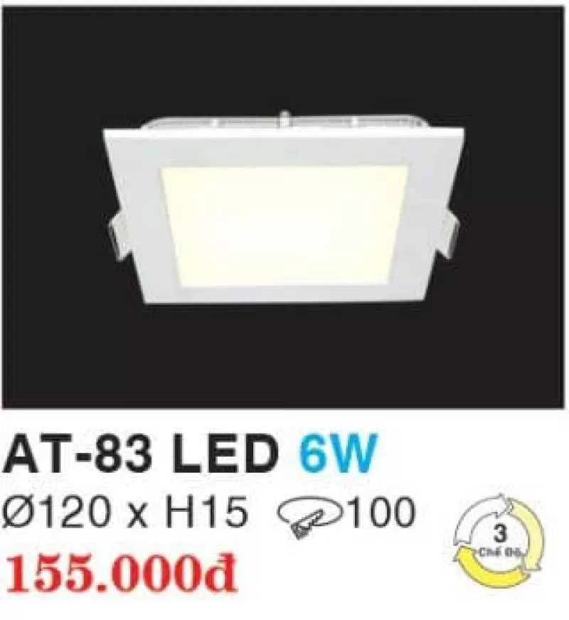 Đèn led âm trần siêu mỏng đổi màu AT-83 LED 6W HUFA