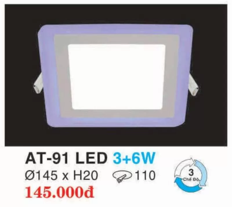 Đèn led âm trần siêu mỏng đổi màu AT-91 LED 3+6W HUFA