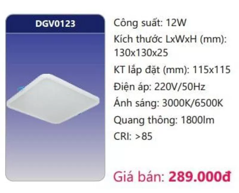 Đèn LED âm trần siêu mỏng DGV0123