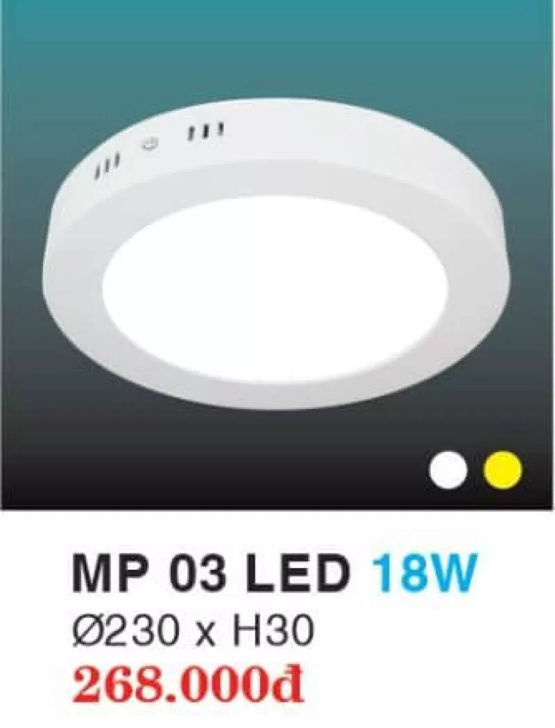 Đèn Led Mâm Phẳng Hợp Kim Nhôm Cao Cấp MP LED 18W HUFA