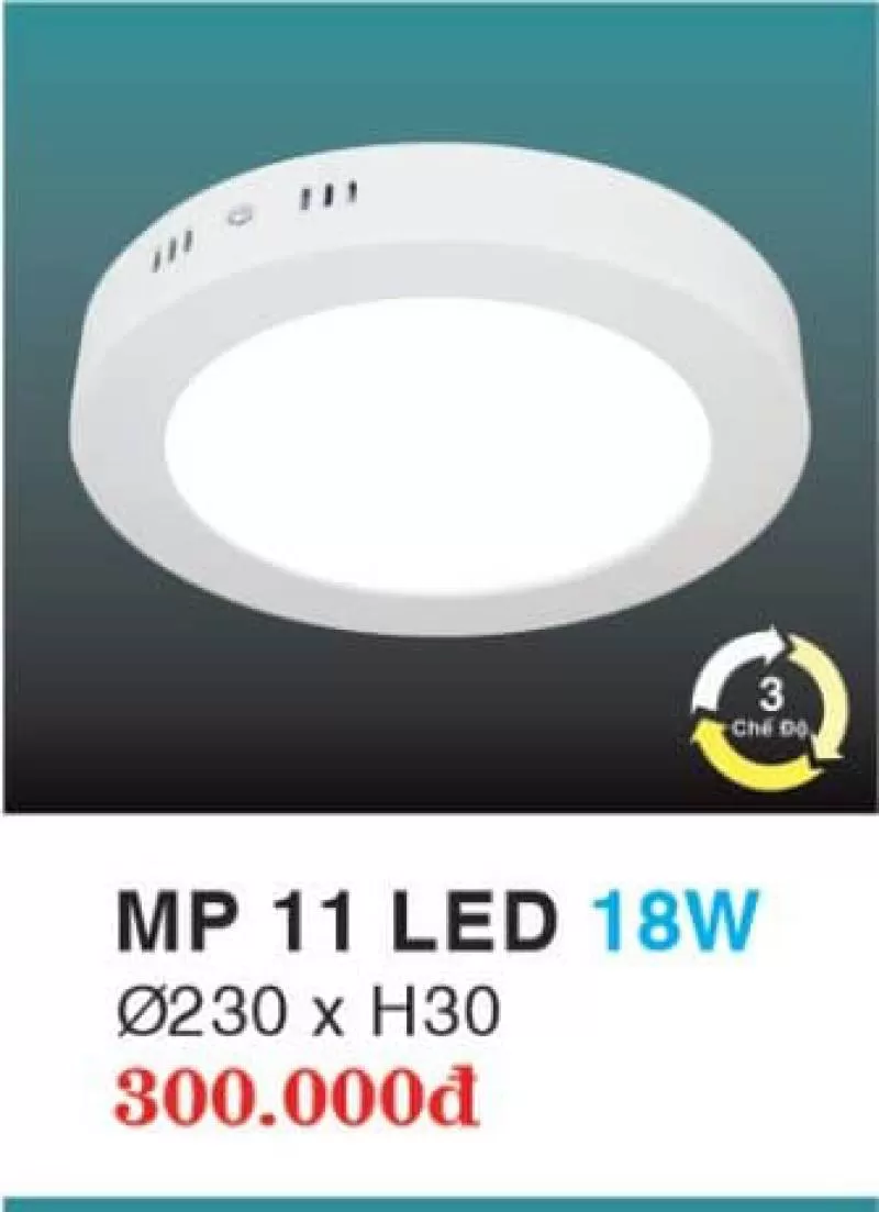 Đèn led mâm phẳng đổi màu hợp kim nhôm cao cấp MP 11 LED 18W HUFA