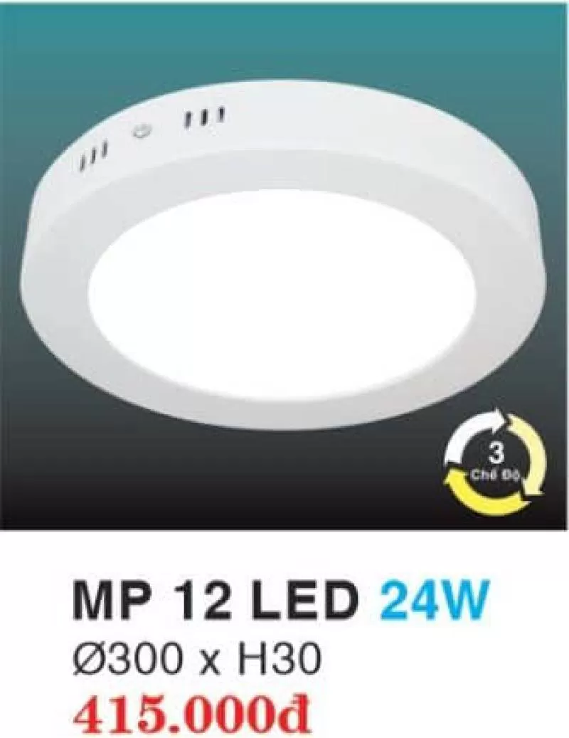 Đèn led mâm phẳng đổi màu hợp kim nhôm cao cấp MP 12 LED 24W HUFA