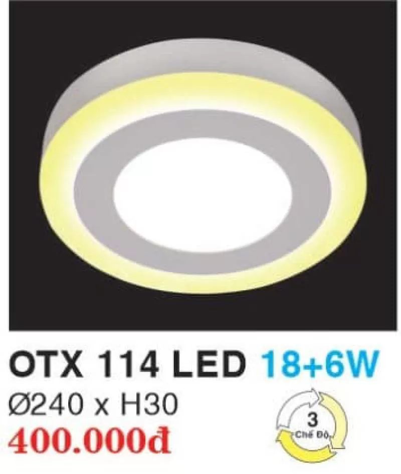 Đèn led panel lighting hợp kim nhôm cao cấp OTX 114 LED 18+6W HUFA