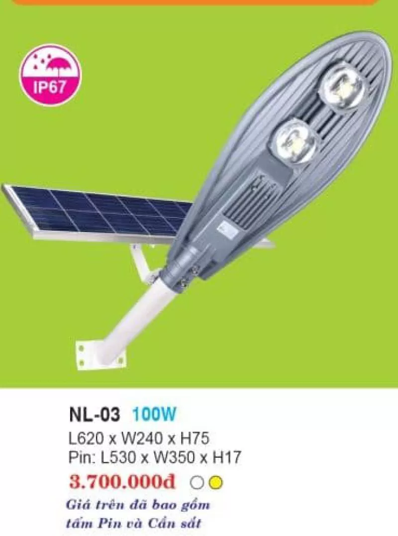 Đèn đường cao áp năng lượng mặt trời NL-03 100W