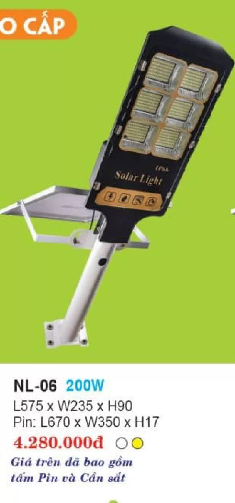 Đèn đường cao áp năng lượng mặt trời NL-06 200W