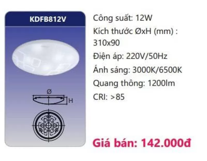 Đèn ốp trần LED KDFB812V 