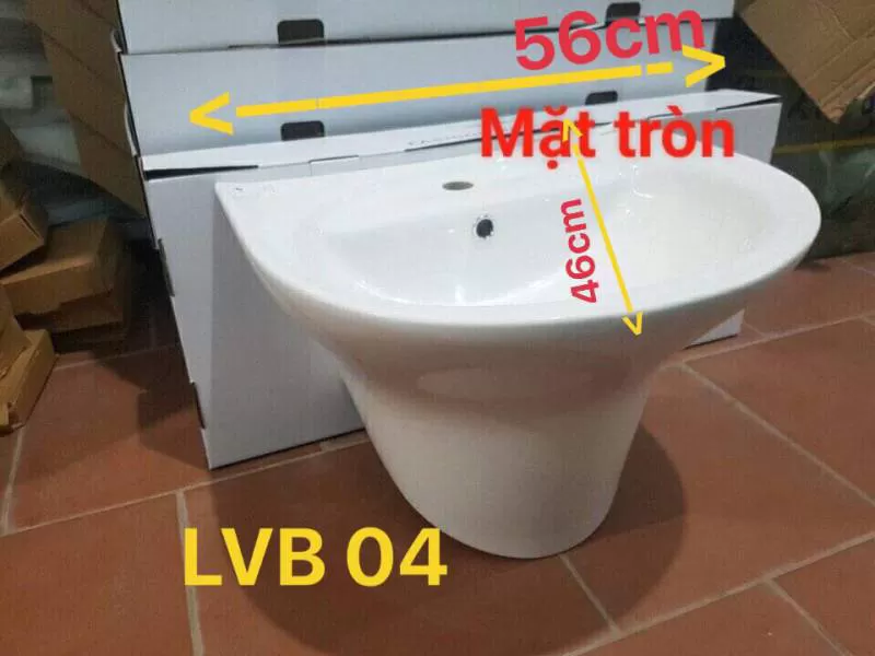 Chậu treo tường liền chân tròn