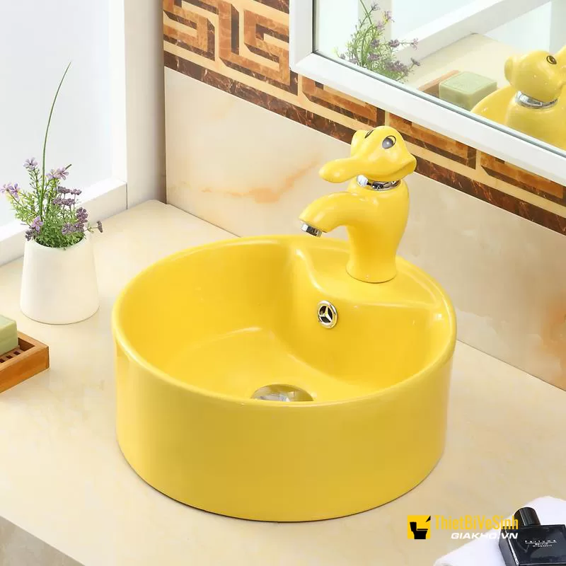 Chậu Lavabo Đặt Bàn Trẻ Em Màu Vàng Navier NV-346V