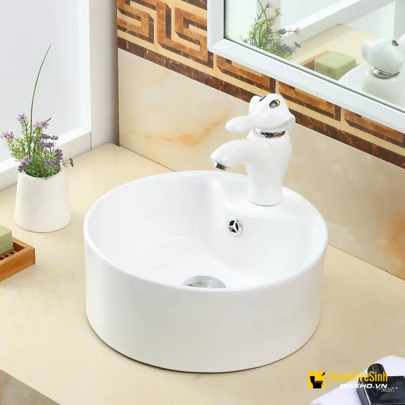 Chậu Lavabo Đặt Bàn Trẻ Em Màu Trắng Navier NV-346T
