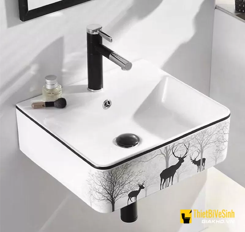 Chậu Lavabo Vuông Nai Treo Tường Navier NV-433V