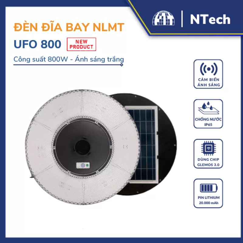 Đèn UFO800 – Đèn năng lượng mặt trời đĩa bay 800w sáng trắng
