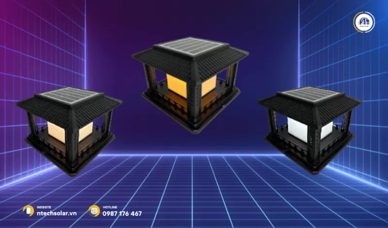Đèn trụ cổng vuông năng lượng mặt trời JD-X19