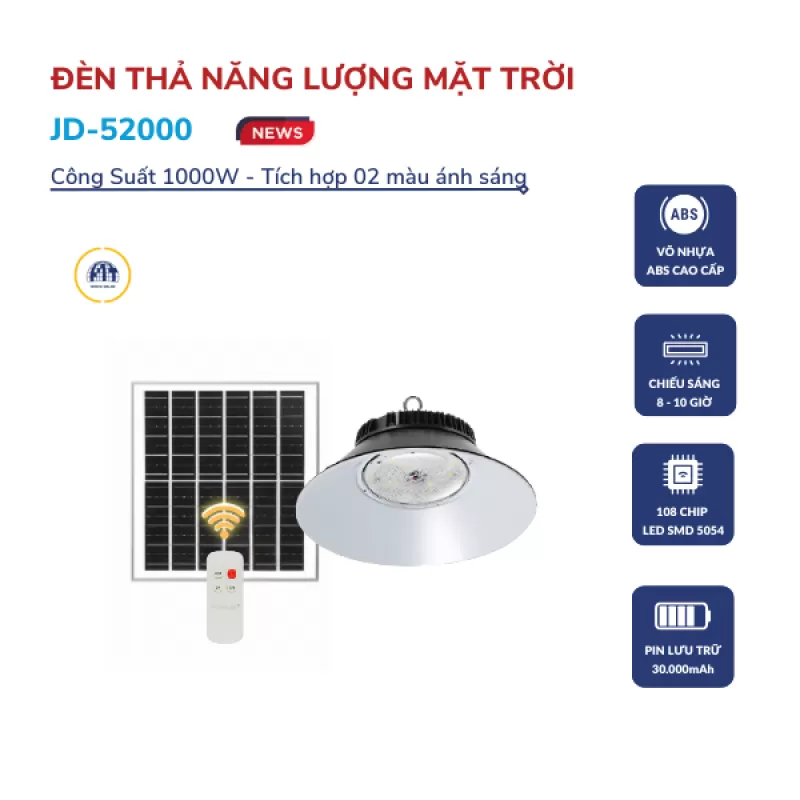 Đèn treo năng lượng mặt trời 1000w JD-52000