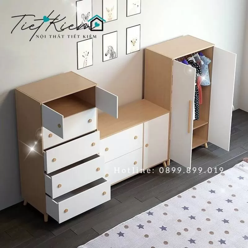 Tủ Áo Bé Gái Bằng Gỗ -Thiết Kế Xinh Xắn, An Toàn, Chất Lượng