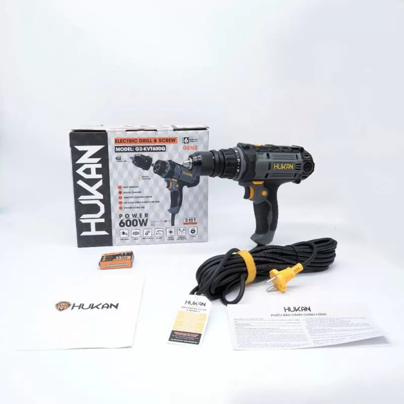 Máy khoan và vít 2 trong 1 sử dụng điện G2-KVT600Q, Dây điện dài 8m, Phiên bản mới