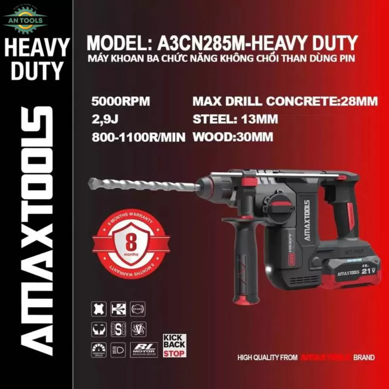 Máy Khoan Bê Tông Pin Amaxtools A3CN28SM-BLACK PRO