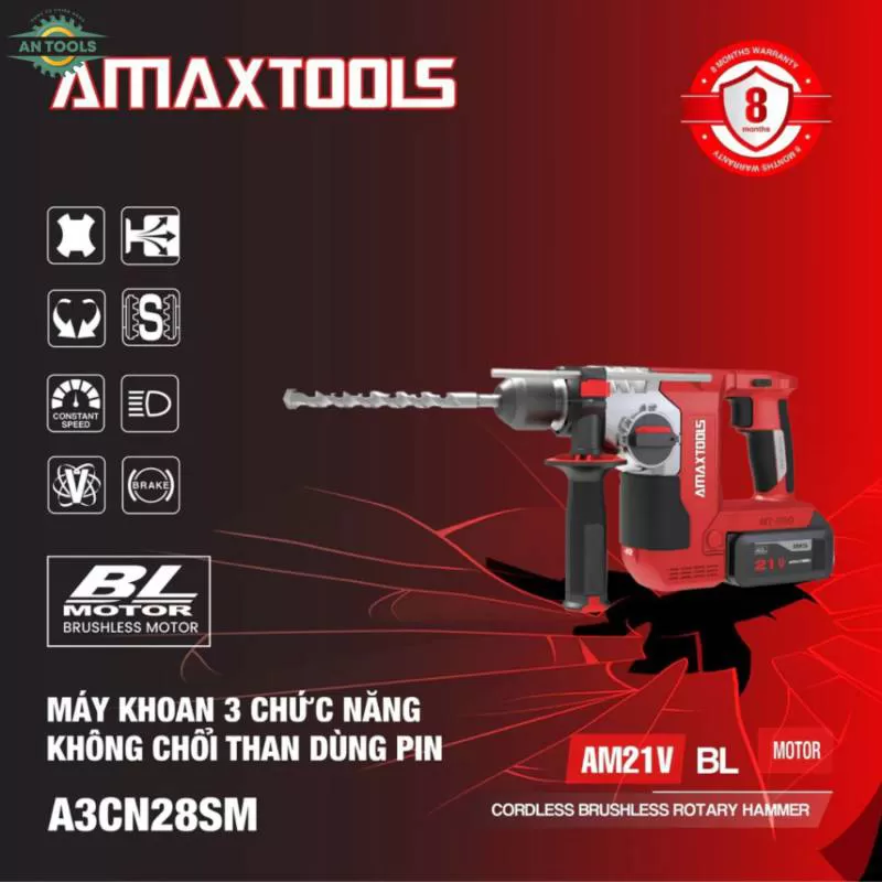 Máy khoan bê tông Pin Amaxtools A3CN28SM – ANTOOLS
