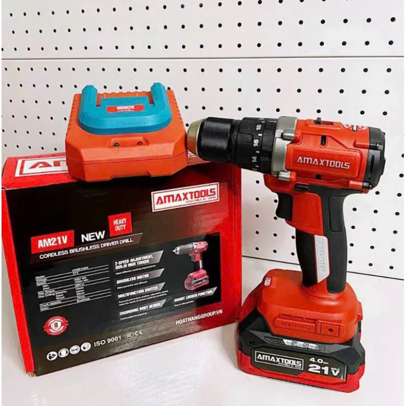 Bộ máy khoan Amaxtools AKI6510SM 10mm tốc độ: 2.000V/P. Lực siết 65NM