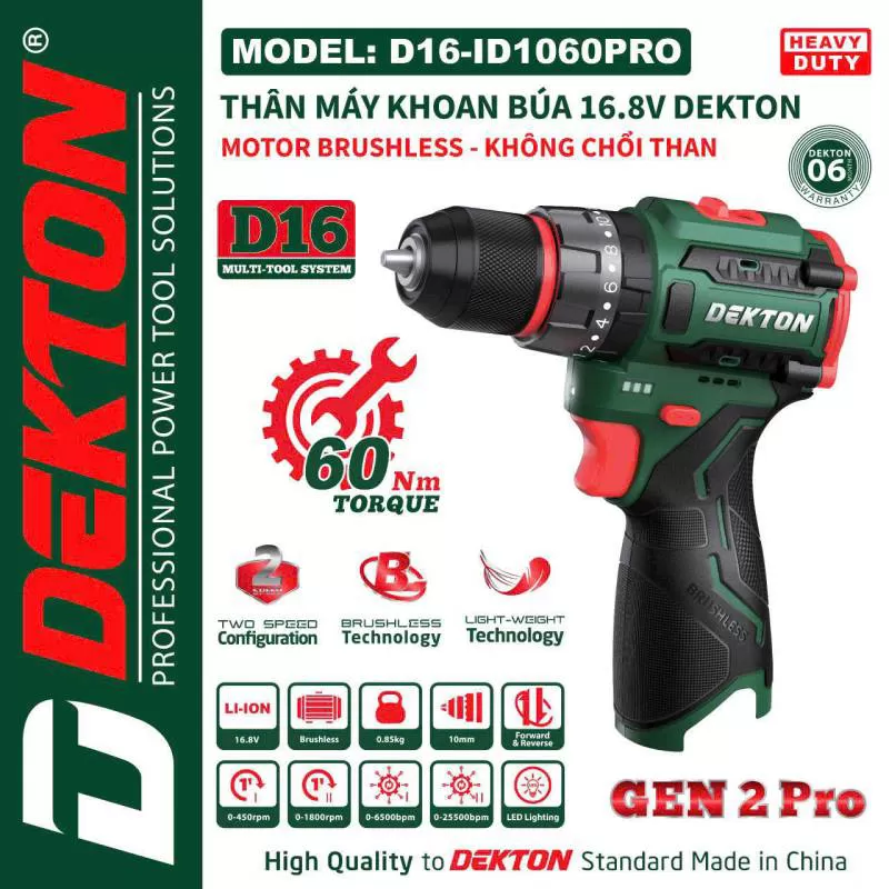 Thân máy khoan động lực Dekton 16.8V D16-ID1060PRO