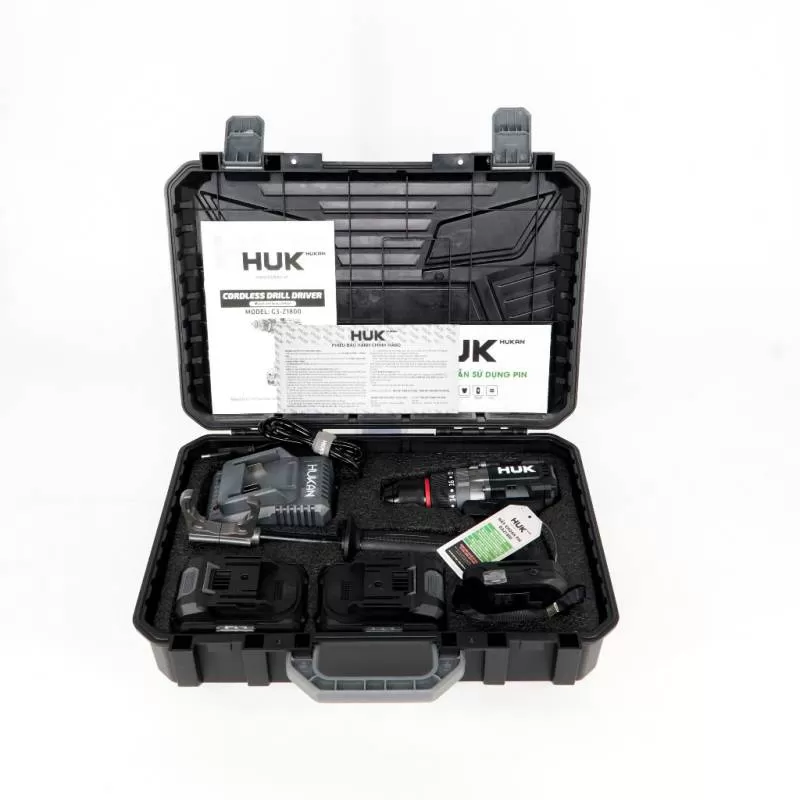 Máy khoan pin HUKAN HUK G3-Z1800, Không chổi than 125Nm, Có tạo xung + Chống lật cổ tay