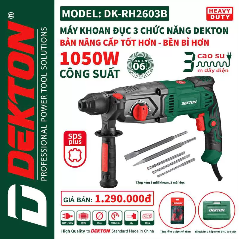 Máy khoan đục bê tông 3 chức năng DEKTON DEKTON DK-RH2603B