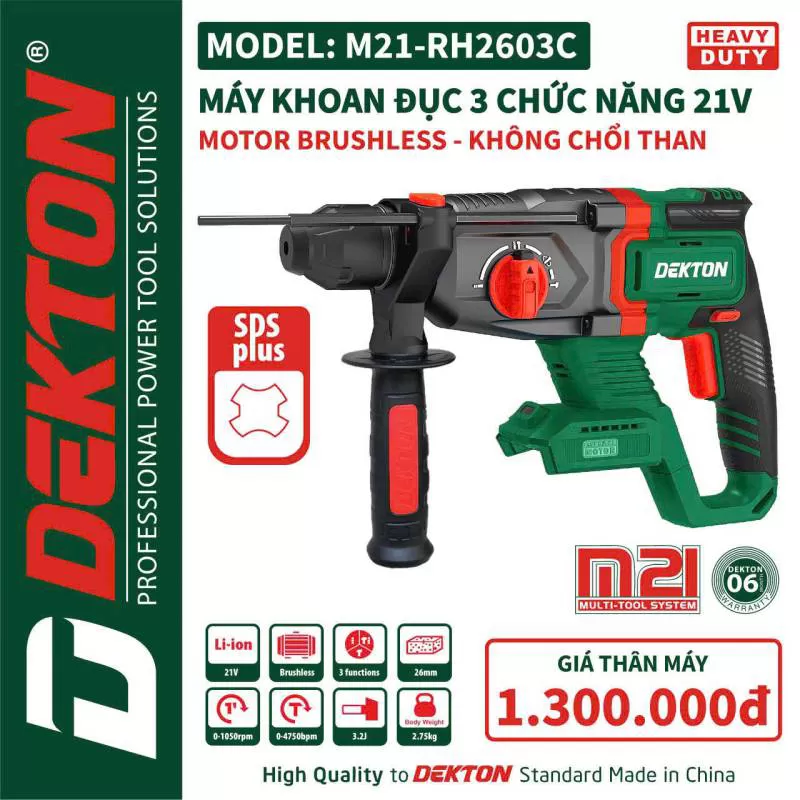 Máy khoan đục bê tông 3 chức năng DEKTON M21-RH2603C