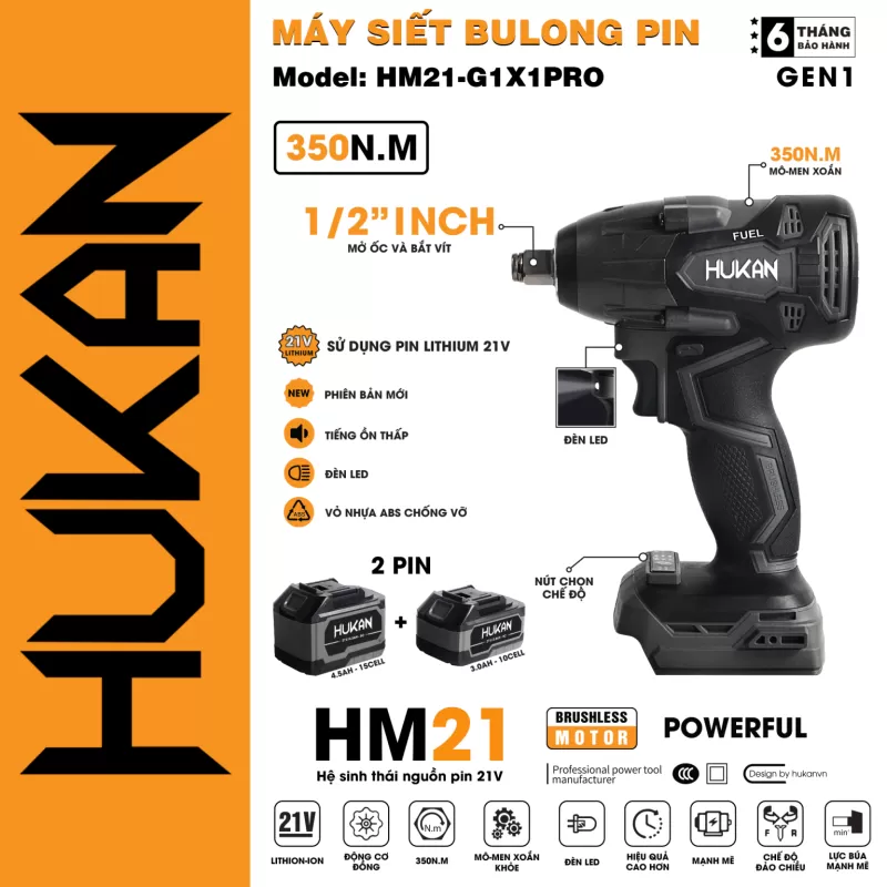 Máy siêt bulong 2 đầu trong 1 HUKAN HM21-G1X1PRO