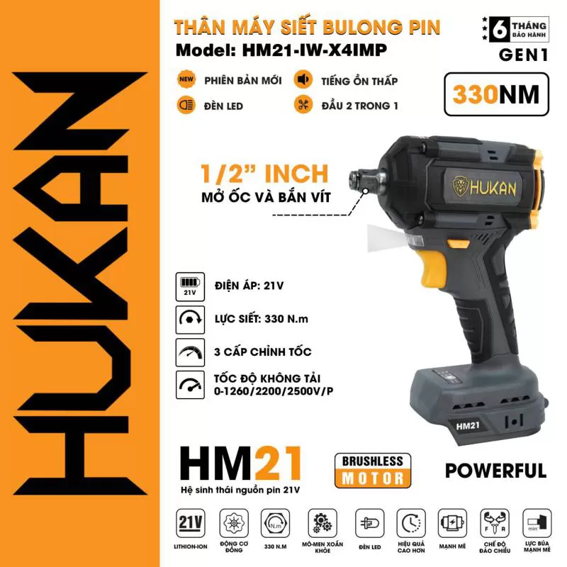 Máy siêt bulong pin HUKAN HM21-IW-X4IMP | Dụng cụ chính hãng