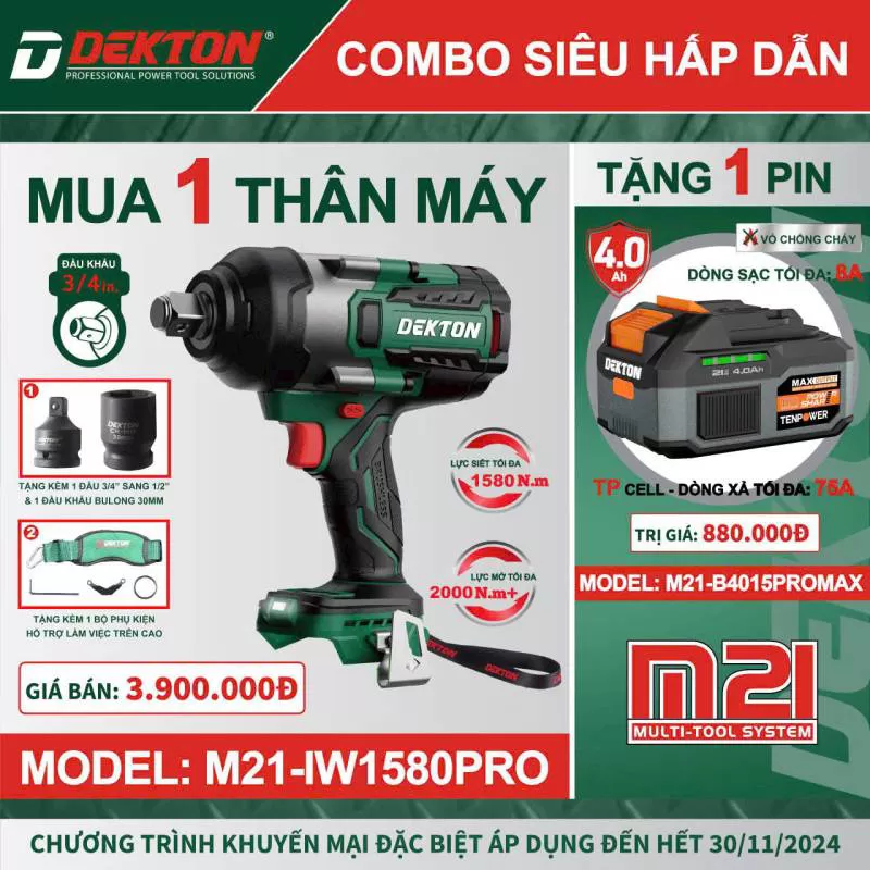 Máy siết bulong Dekton M21-IW1580PRO