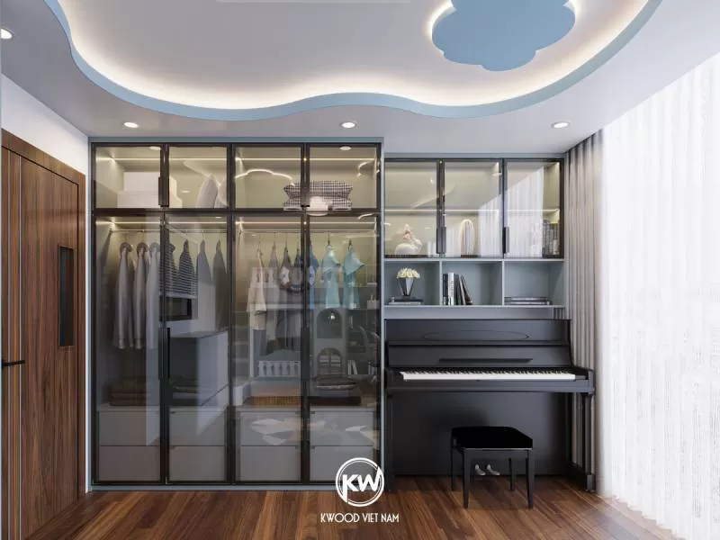 Tủ quần áo cánh kính khung nhôm hiện đại – TQA46