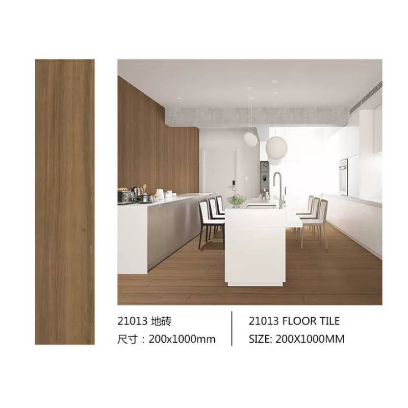 High Quality 200x1000mm Glazed Porcelain Matte Tile Non-Slip Solid Wood Imitation Texture Custom Size Indoor Wood Flooring Tiles
