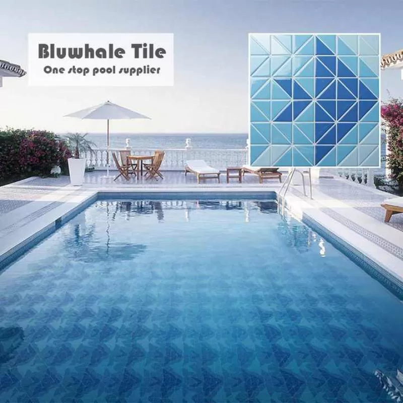 Wholesale Decorative Bathroom Wall Spa Outdoor Fish Tile Custom Pattern Triangle Shape Glossy Glazed Ceramic Swimming Pool Tile