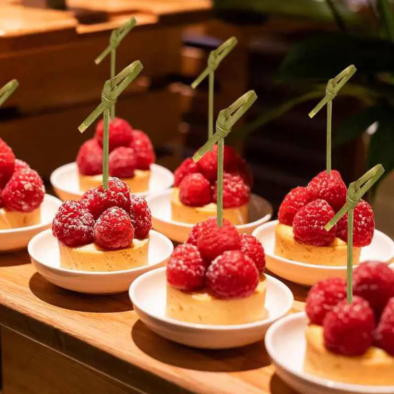 Wholesale Disposable Food Cocktail Picks Bamboo Looped Knot Skewers