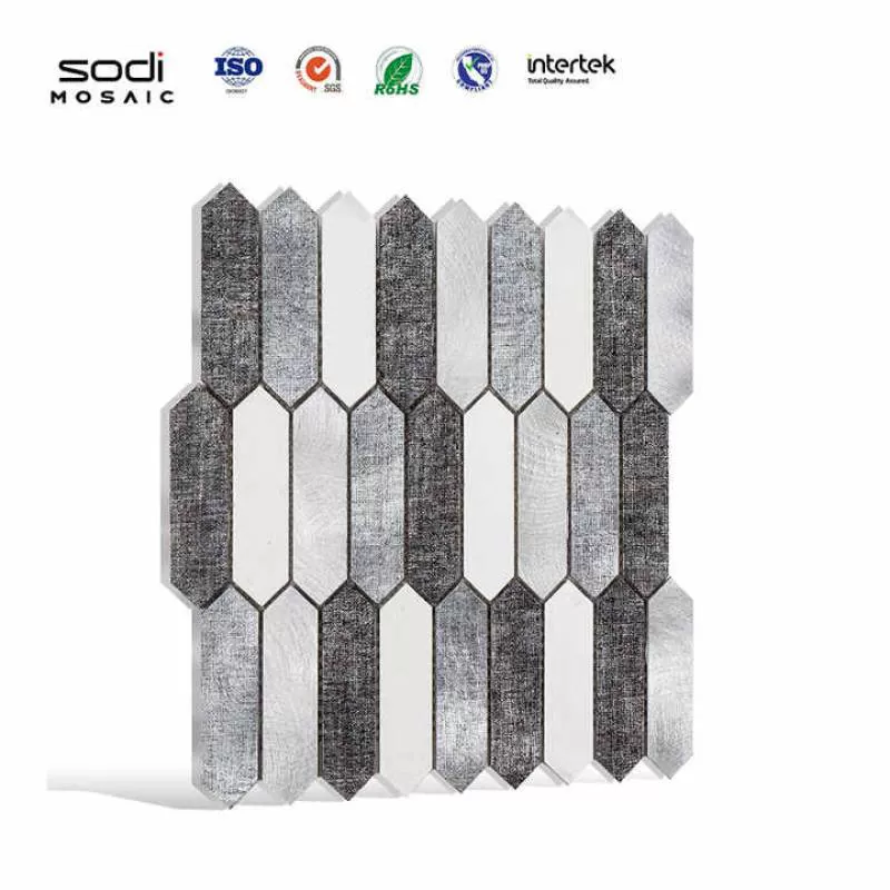Wholesale Bathroom Wall Decor Cladding Aluminium Long Hexagon Backsplash Metal Mosaic Tiles With Mesh